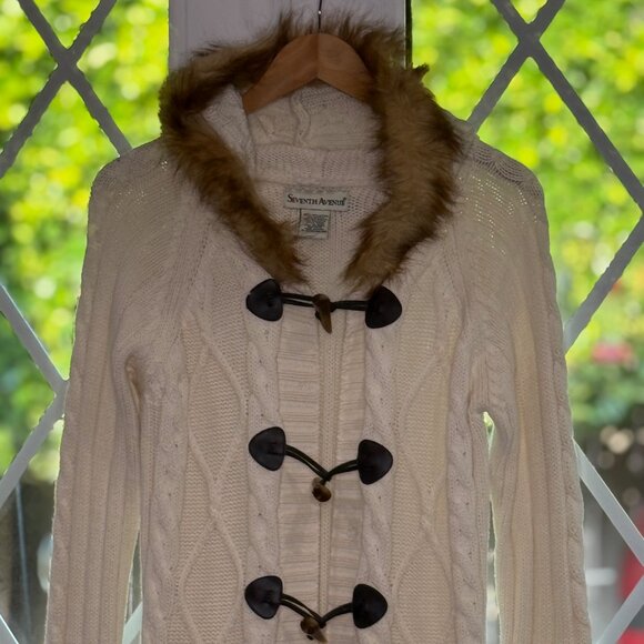 Seventh Avenue Long Hooded Faux Fur Sweater  Size XL - Picture 4 of 9